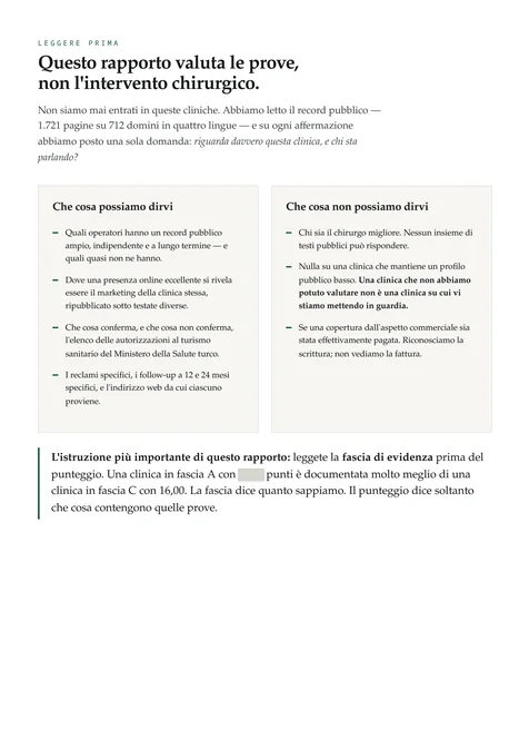 Pagina del rapporto: che cosa possiamo dirvi e che cosa no